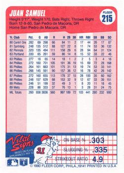 Juan Samuel  baseball card collectible - Main Image 2