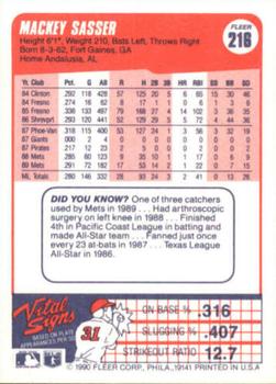 Mackey Sasser  baseball card collectible - Main Image 2