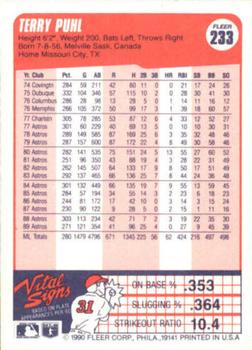 Terry Puhl  baseball card collectible - Main Image 2