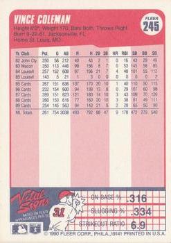 Vince Coleman  baseball card collectible - Main Image 2