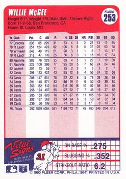 Willie McGee  baseball card collectible - Main Image 2