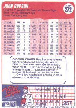 John Dopson  baseball card collectible - Main Image 2