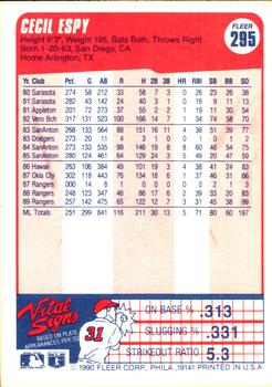 Cecil Espy  baseball card collectible - Main Image 2