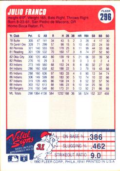 Julio Franco  baseball card collectible - Main Image 2