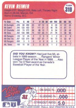 Kevin Reimer  baseball card collectible - Main Image 2