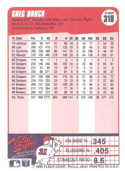 Greg Brock  baseball card collectible - Main Image 2