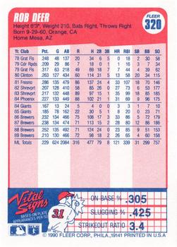 Rob Deer  baseball card collectible - Main Image 2