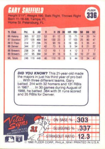 Gary Sheffield  baseball card collectible - Main Image 2