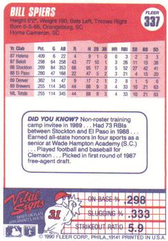 Bill Spiers  baseball card collectible - Main Image 2