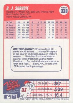 B.J. Surhoff  baseball card collectible - Main Image 2