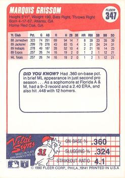 Marquis Grissom  baseball card collectible - Main Image 2