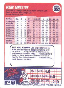 Mark Langston  baseball card collectible - Main Image 2