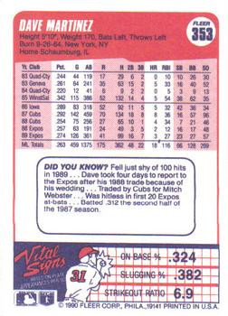 Dave Martinez  baseball card collectible - Main Image 2