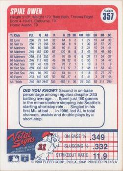 Spike Owen  baseball card collectible - Main Image 2