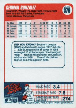 German Gonzalez  baseball card collectible - Main Image 2