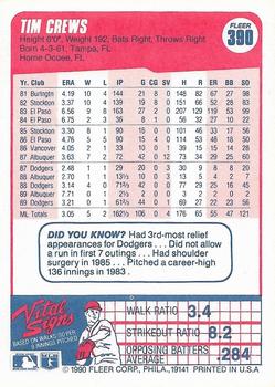 Tim Crews  baseball card collectible - Main Image 2