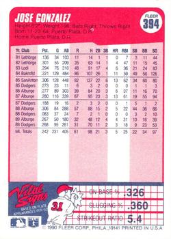 Jose Gonzalez  baseball card collectible - Main Image 2