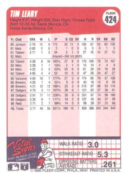 Tim Leary  baseball card collectible - Main Image 2