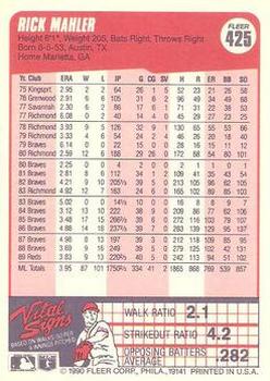 Rick Mahler  baseball card collectible - Main Image 2