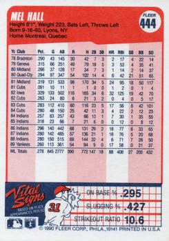 Mel Hall  baseball card collectible - Main Image 2