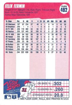 Felix Fermin  baseball card collectible - Main Image 2