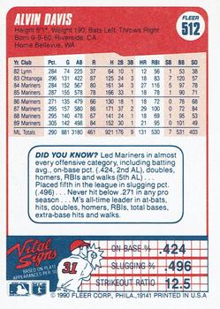 Alvin Davis  baseball card collectible - Main Image 2