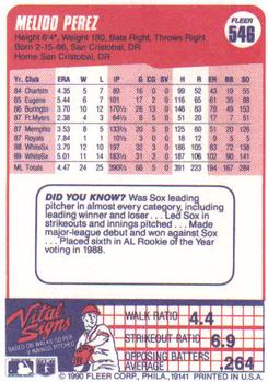 Melido Perez  baseball card collectible - Main Image 2