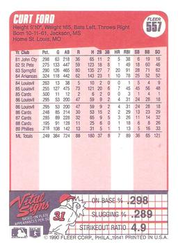 Curt Ford  baseball card collectible - Main Image 2