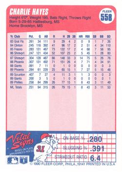 Charlie Hayes  baseball card collectible - Main Image 2