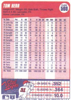 Tom Herr  baseball card collectible - Main Image 2