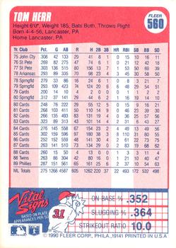 Tom Herr  baseball card collectible - Main Image 2