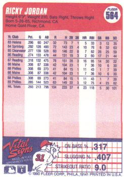 Ricky Jordan  baseball card collectible - Main Image 2