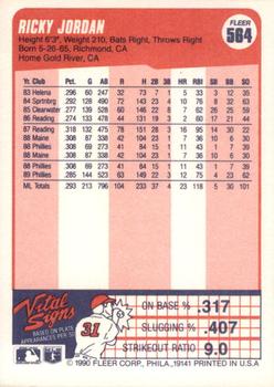 Ricky Jordan  baseball card collectible - Main Image 2