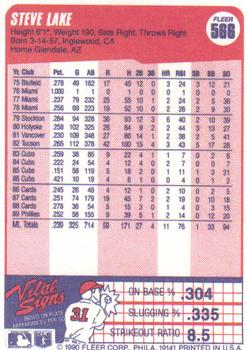 Steve Lake  baseball card collectible - Main Image 2