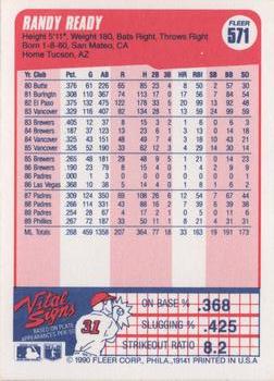 Randy Ready  baseball card collectible - Main Image 2