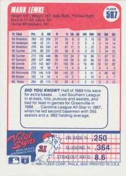 Mark Lemke  baseball card collectible - Main Image 2