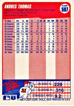 Andres Thomas  baseball card collectible - Main Image 2