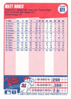 Matt Nokes  baseball card collectible - Main Image 2