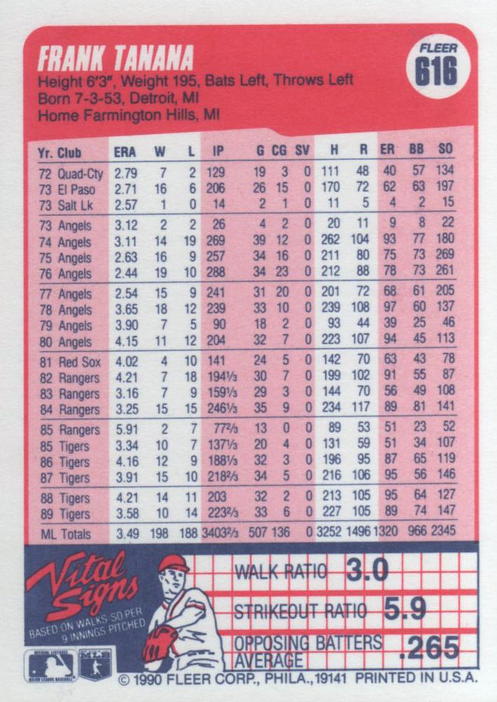 Frank Tanana  baseball card collectible - Main Image 2