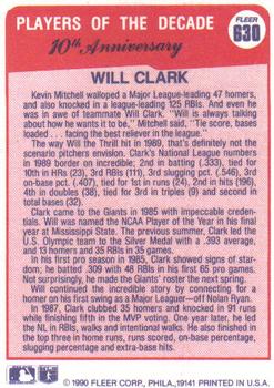 Will Clark  baseball card collectible - Main Image 2