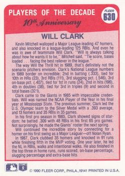 Will Clark  baseball card collectible - Main Image 2