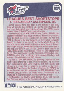Leagues Best Shortstops (Tony Fernandez / Cal Ripken, Jr.)  baseball card collectible - Main Image 2