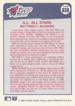 A.L. All-Stars (Don Mattingly / Mark McGwire)  baseball card collectible - Main Image 2