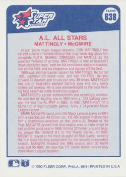 A.L. All-Stars (Don Mattingly / Mark McGwire)  baseball card collectible - Main Image 2