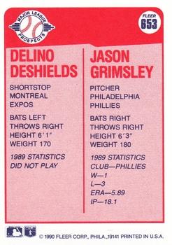 Delino DeShields / Jason Grimsley  baseball card collectible - Main Image 2