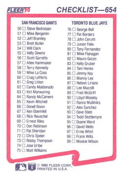 Checklist: Athletics / Cubs / Giants / Blue Jays  baseball card collectible - Main Image 2