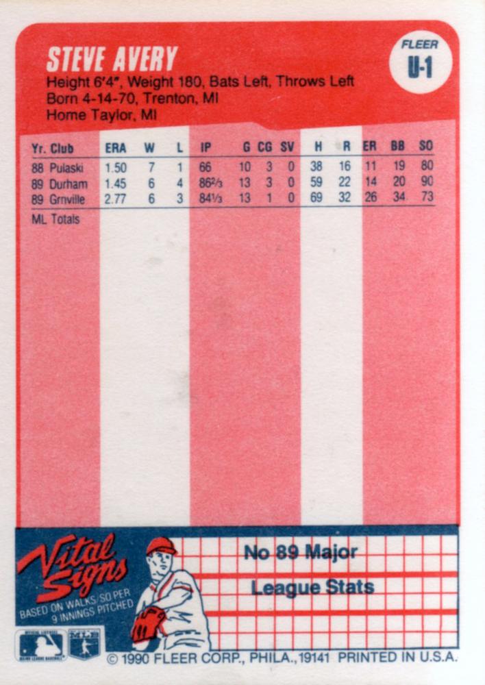 Steve Avery  baseball card collectible - Main Image 2