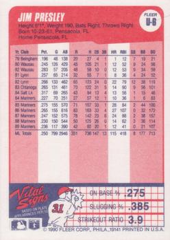 Jim Presley  baseball card collectible - Main Image 2