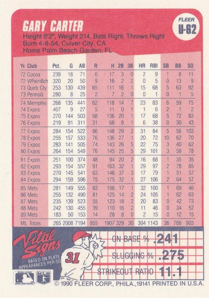 Gary Carter  baseball card collectible - Main Image 2