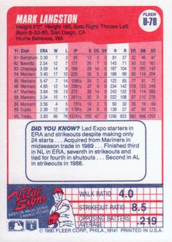 Mark Langston  baseball card collectible - Main Image 2